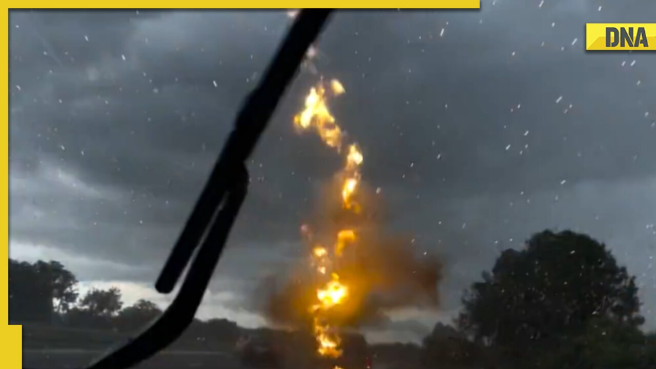 Woman captures epic moment when lightning strikes truck, watch viral video