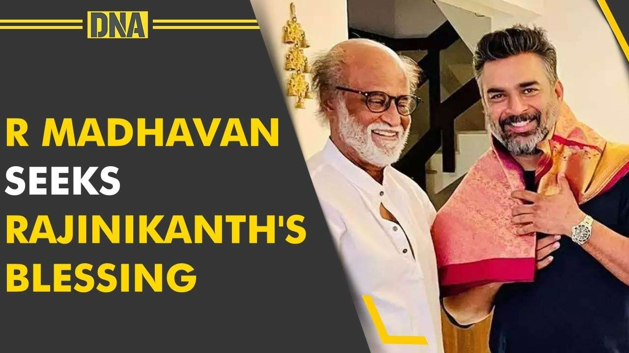 Watch: R Madhavan touches Rajinikanth's feet as he gets honored by the superstar