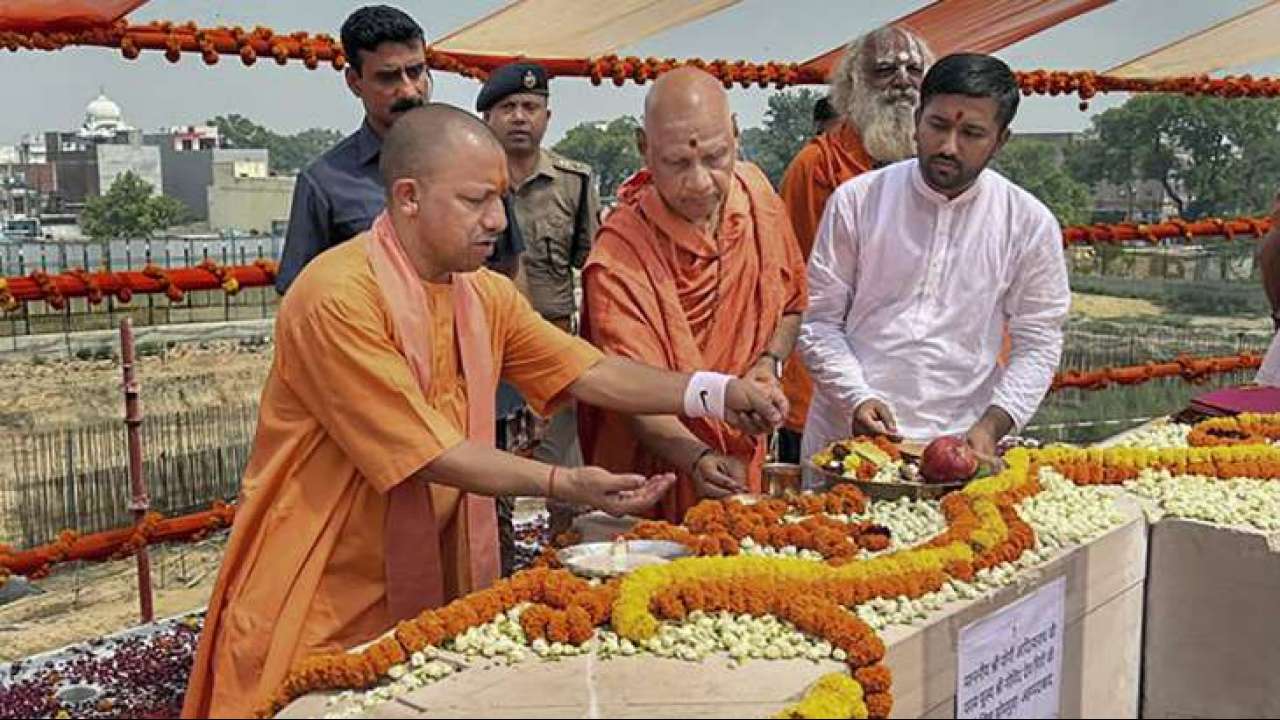 UP CM laid foundation stone of Ayodhya temple's Garbhagriha