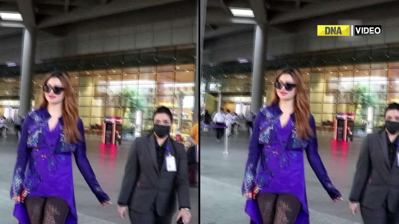 Urvashi flaunts her designer attire at Mumbai airport  