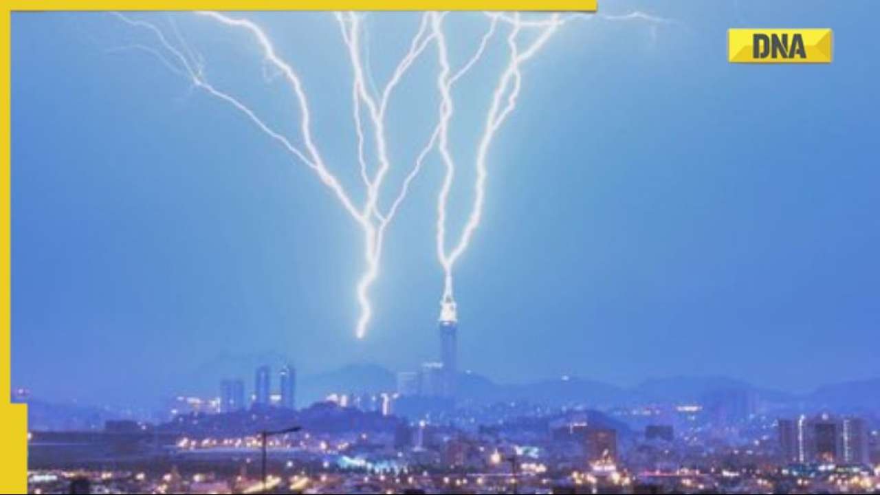 Viral video Lightning strikes clock tower in Mecca, here's what