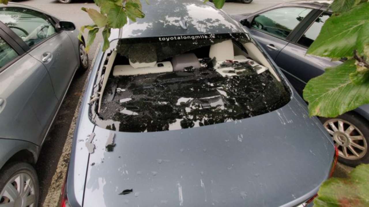 Kevin O'Brien's six smashes his own car window