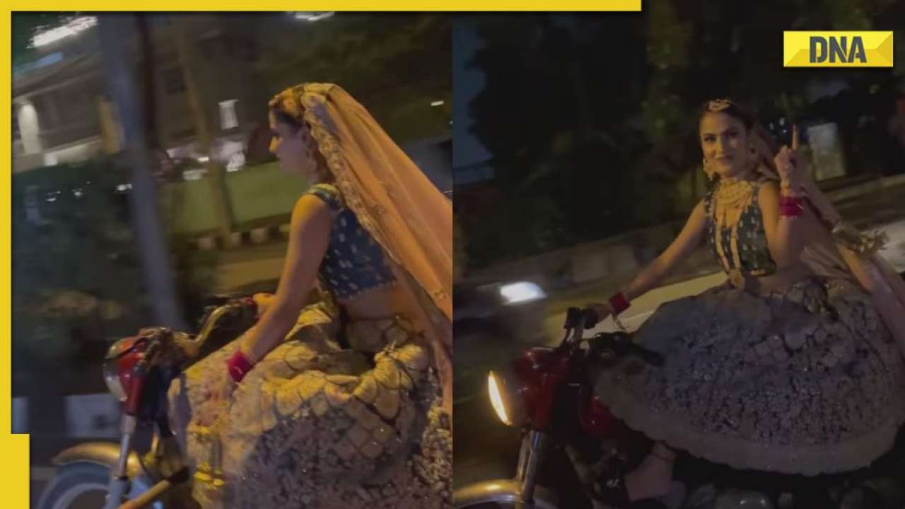 Woman dressed as 'bride' rides bullet motorcycle in viral video: watch