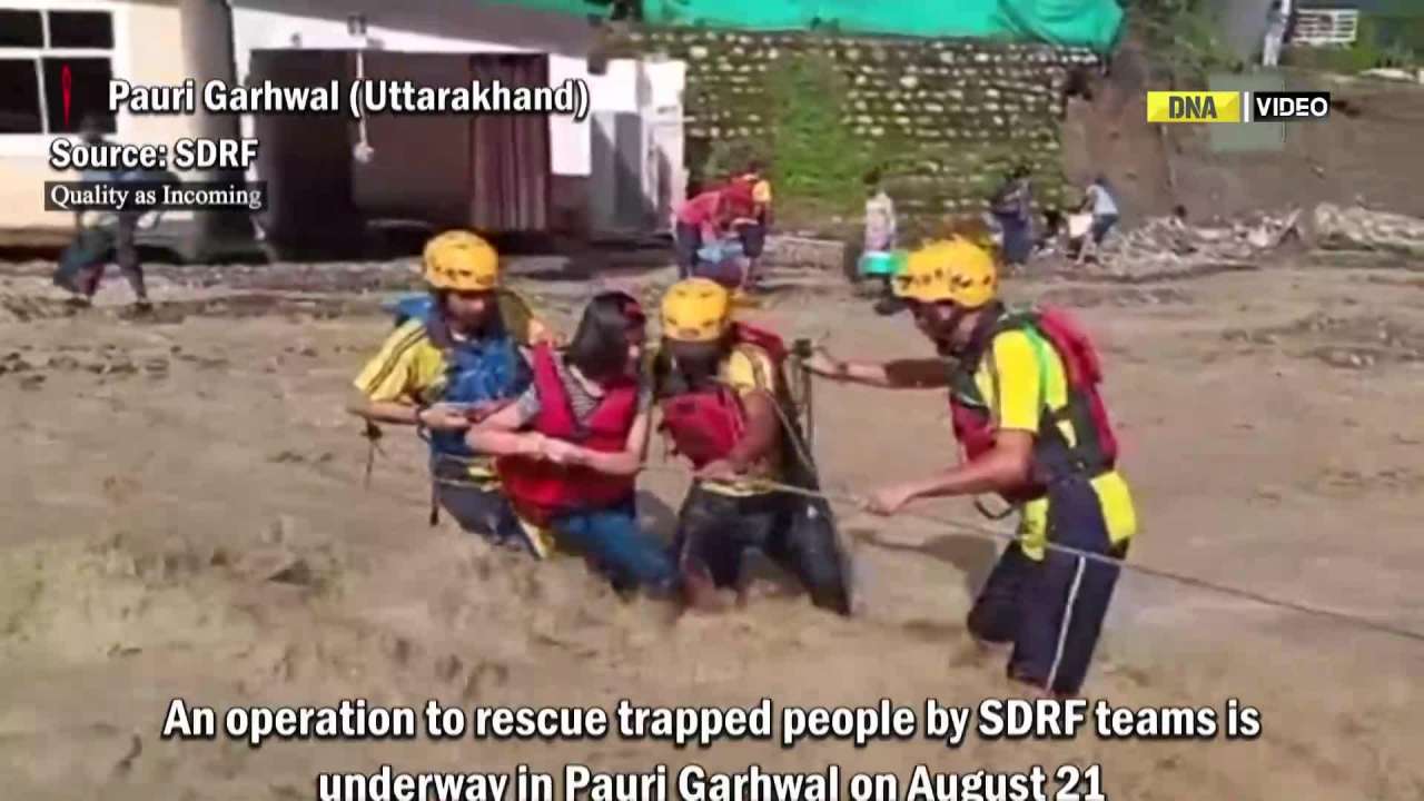 Operation to rescue trapped people amid heavy flow of water underway in Pauri Garhwal, Uttarakhand