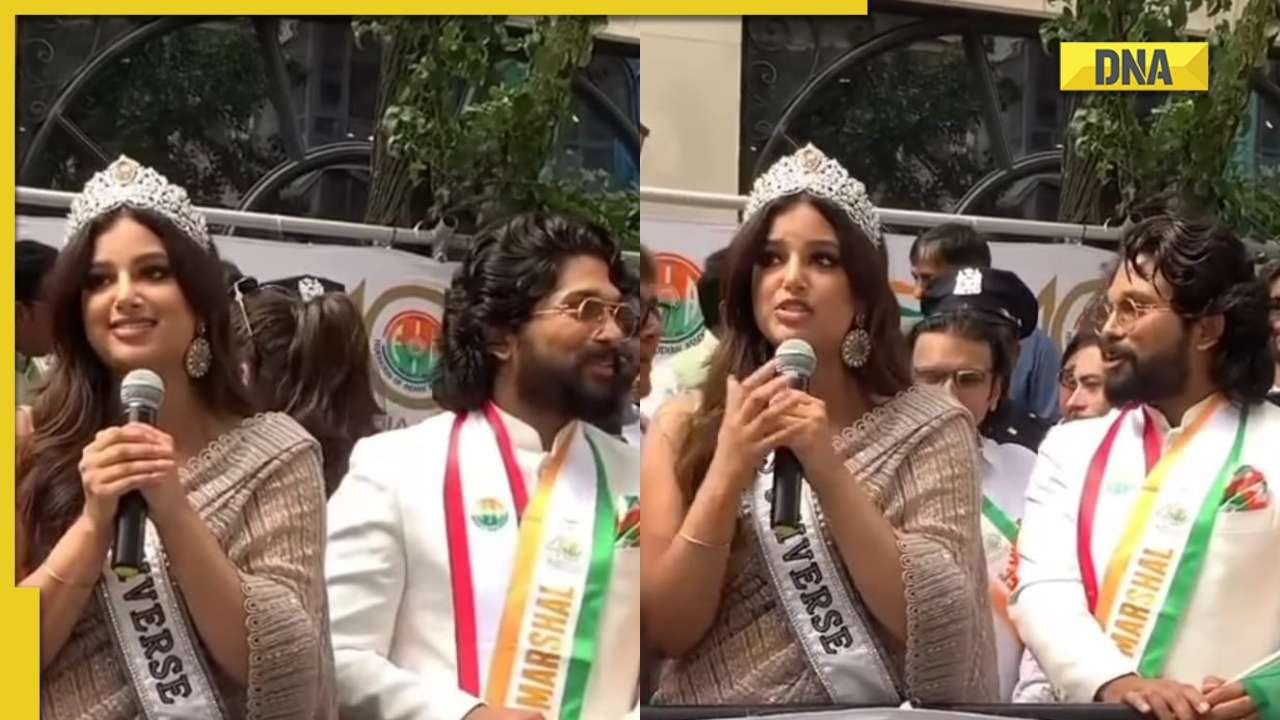 Miss Universe Harnaaz Sandhu poses with Pushpa star Allu Arjun at ...