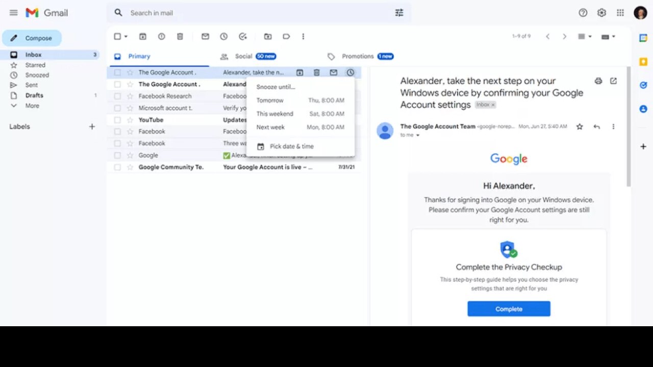 Preview Panel in GMAIL