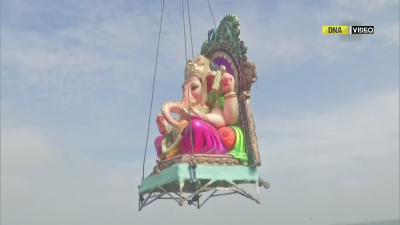 People immerse Lord Ganesha idols in water in Hyderabad