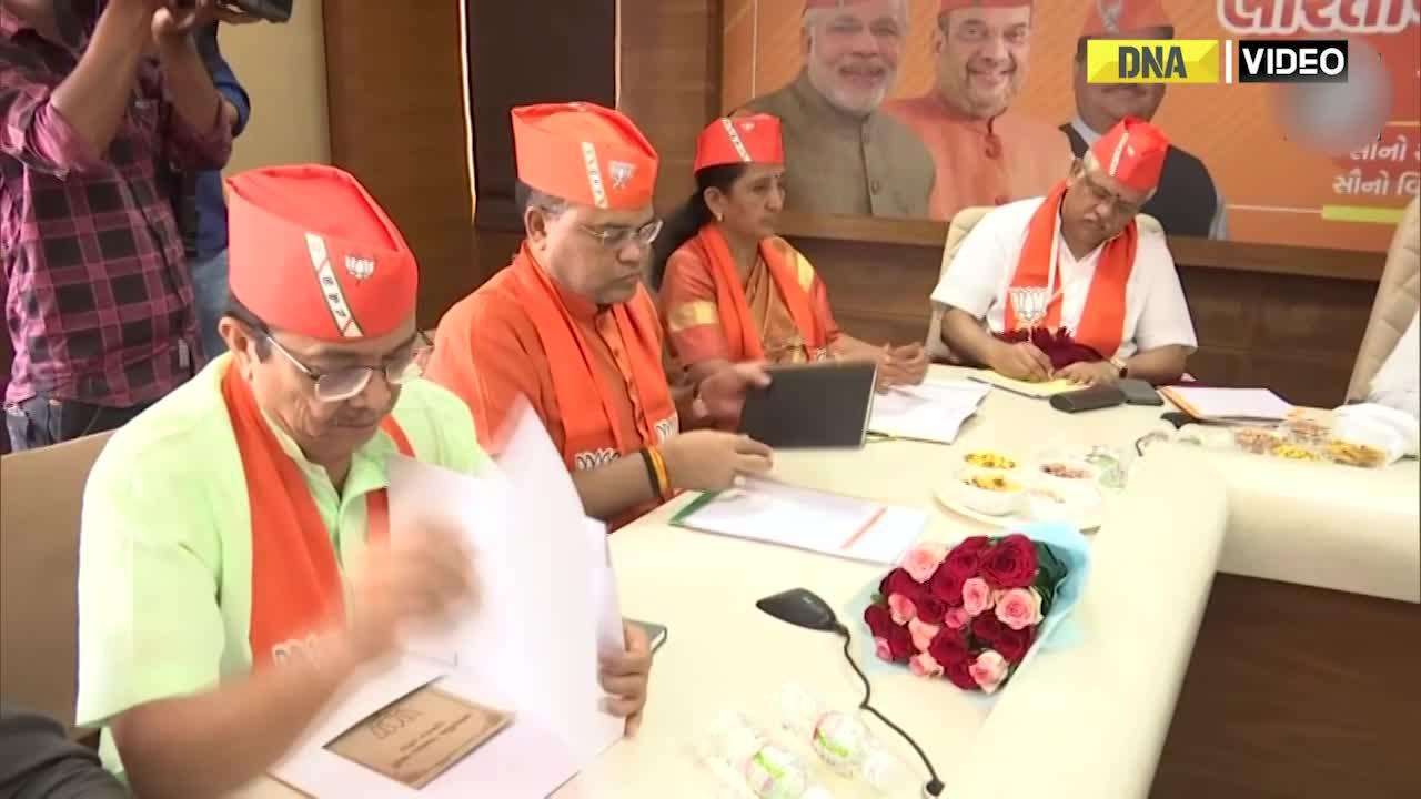 JP Nadda holds meeting with BJP workers in Gandhinagar, Gujarat
