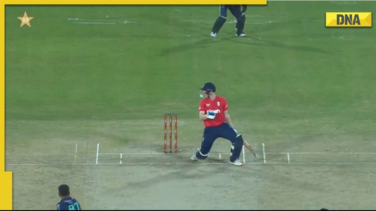 Watch: Ball gets stuck in Harry Brook's helmet during 3rd T20I between Pakistan-England