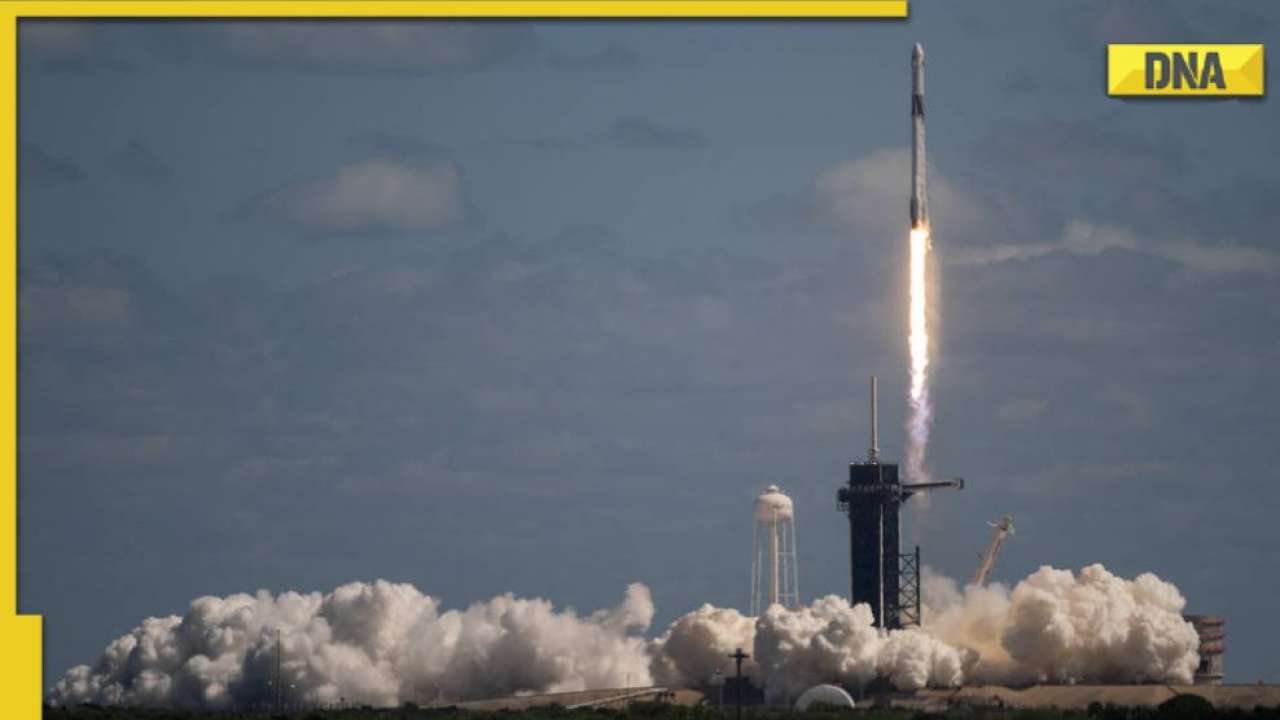 SpaceX Dragon spaceship, carrying four astronauts, blasts off to the International Space Station