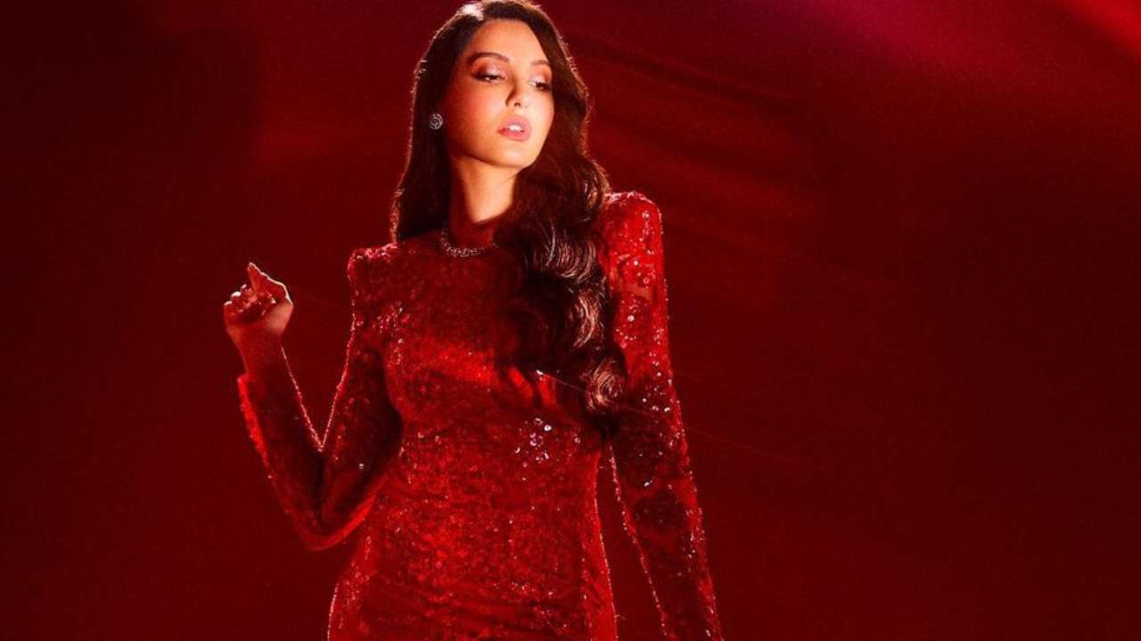 1280px x 720px - Nora Fatehi sets internet ablaze in red shimmery dress, photos go viral