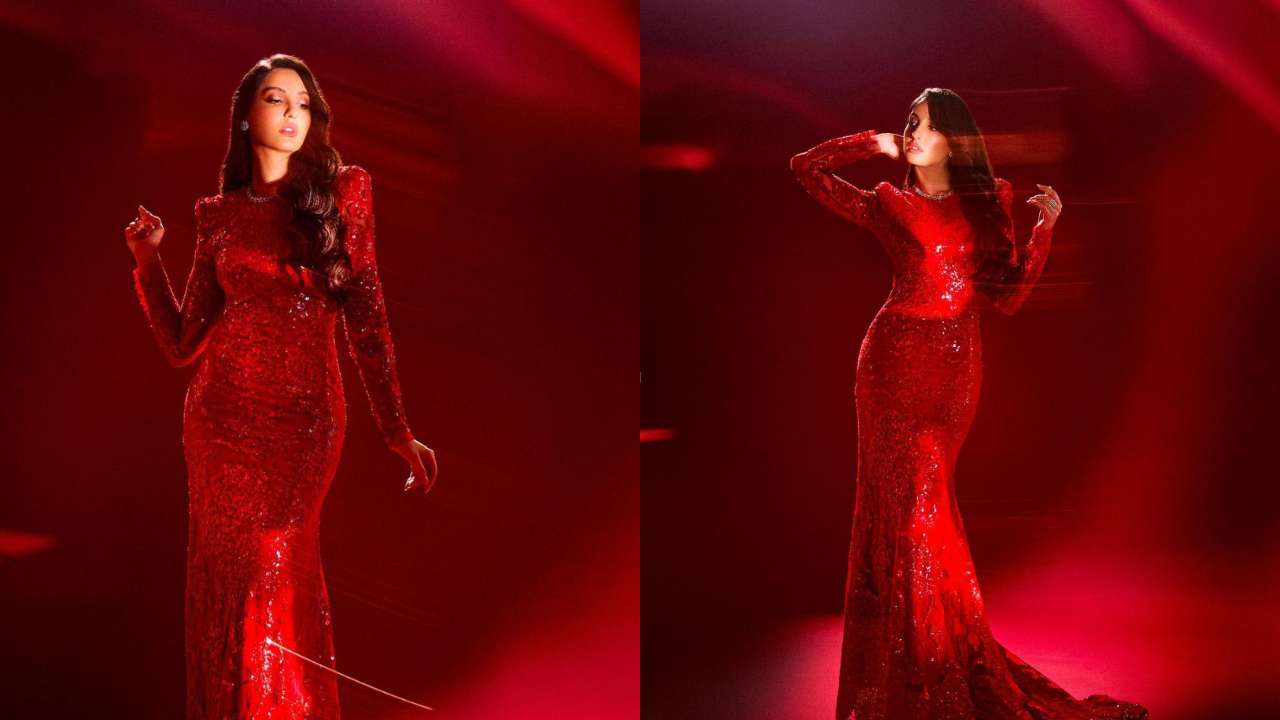 Nora Fatehi Xxx Sex - Nora Fatehi sets internet ablaze in red shimmery dress, photos go viral