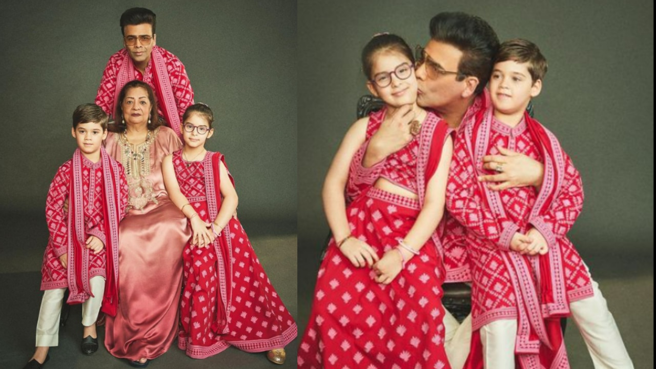 Karan Johar celebrated diwali with mother and kids 