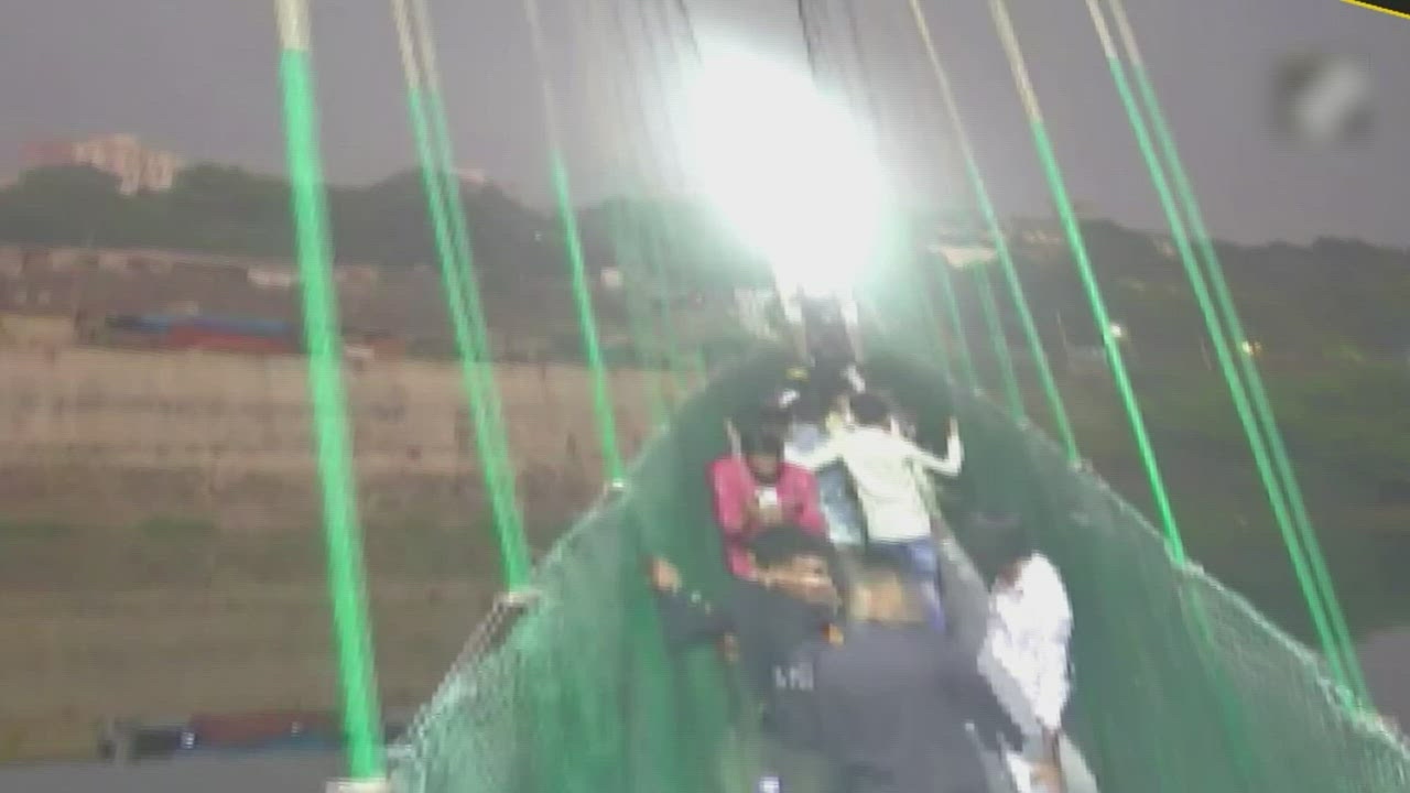 Dramatic Visuals: CCTV Visuals Of Moment When Morbi Bridge Collapsed