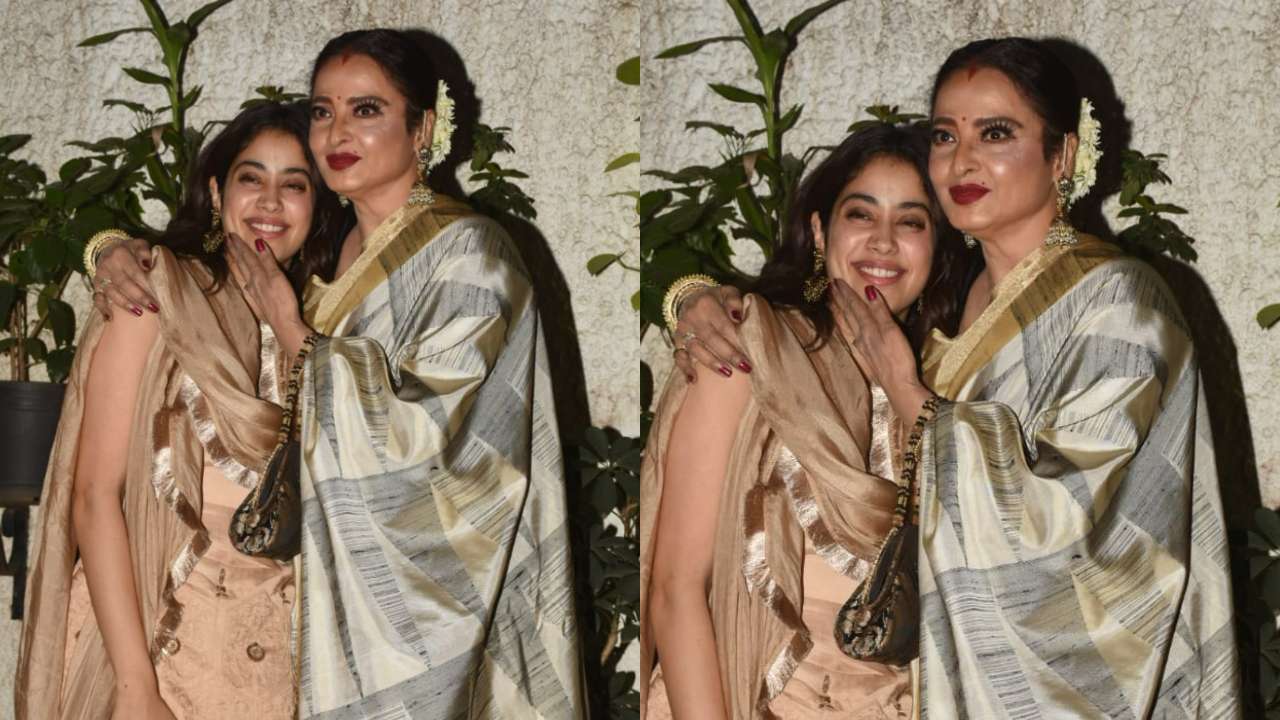 Bollywood Actress Rekha Fucking Videos - In pics: Rekha poses with Mili star Janhvi Kapoor, looks stunning in  Kanjivaram silk saree