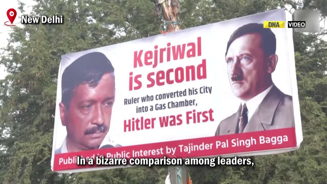 Delhi Pollution: BJP leader puts poster comparing Kejriwal with Hitler over smog 