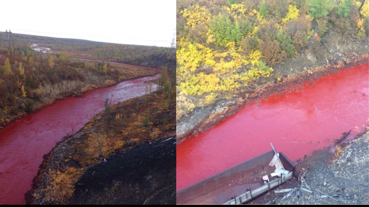 Is the river water red because of nickel