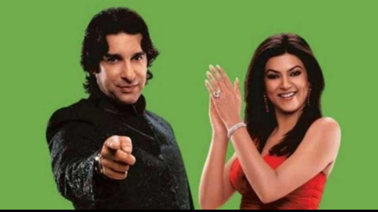 Pakistan Ex Captain Wasim Akram and Sushmita Sen  