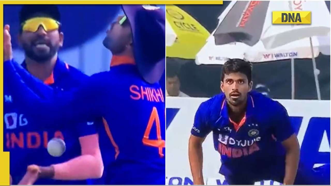 IND vs BAN 2nd ODI: Shikhar Dhawan completes catch with his thighs, Washington Sundar's reaction goes viral