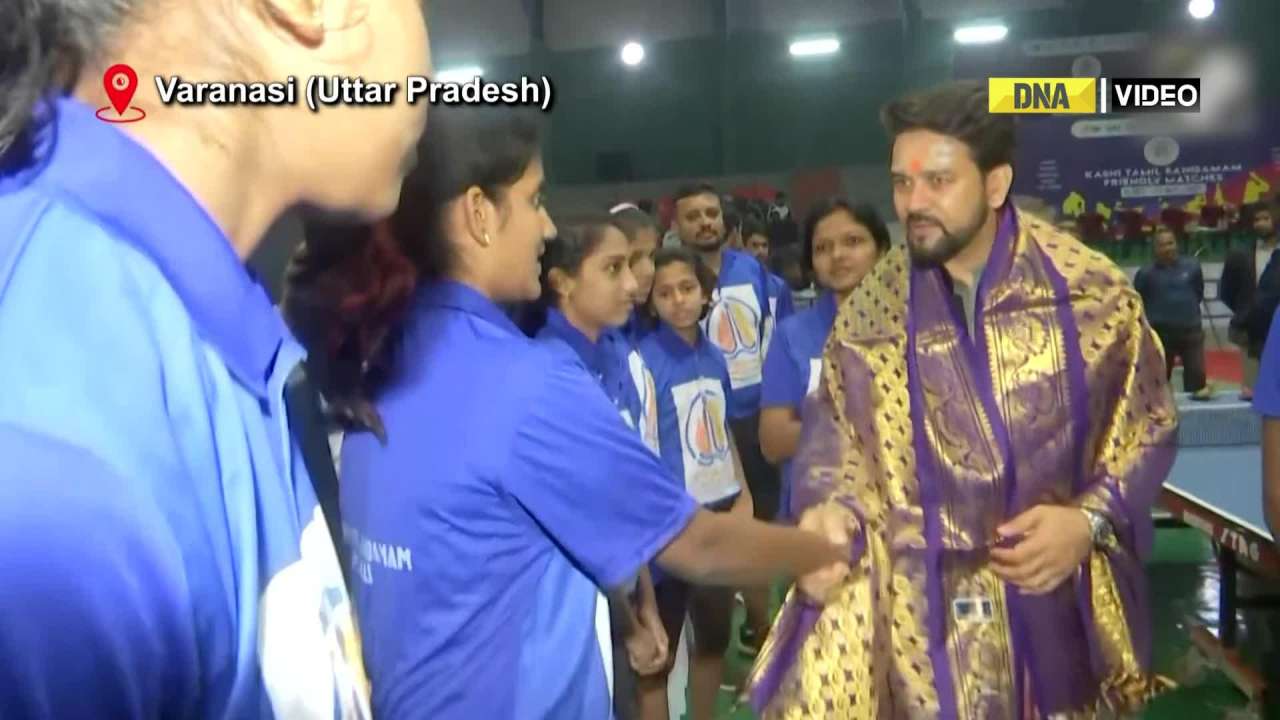 Sports Minister Anurag Thakur plays Table Tennis with young players