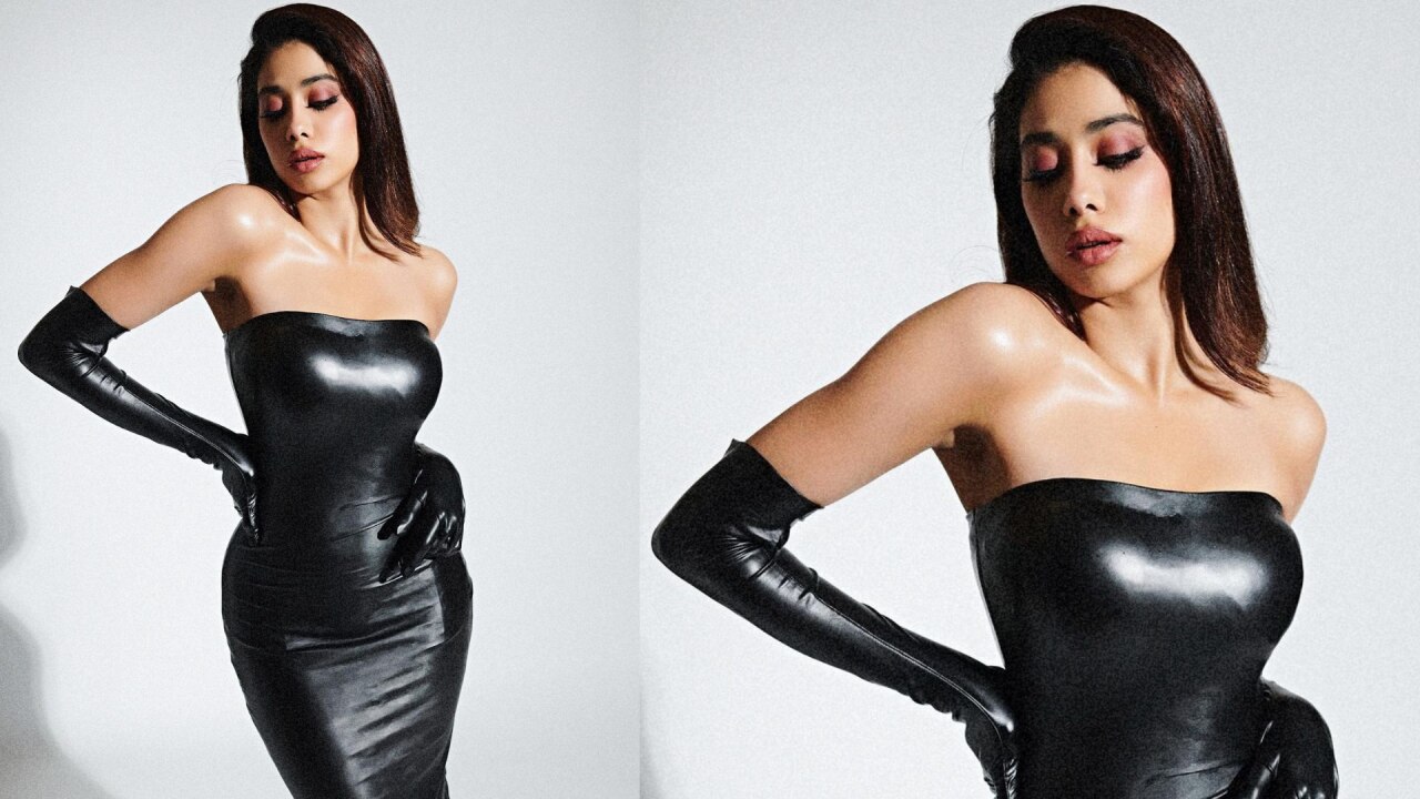 Janhvi Kapoor leather bodycon dress