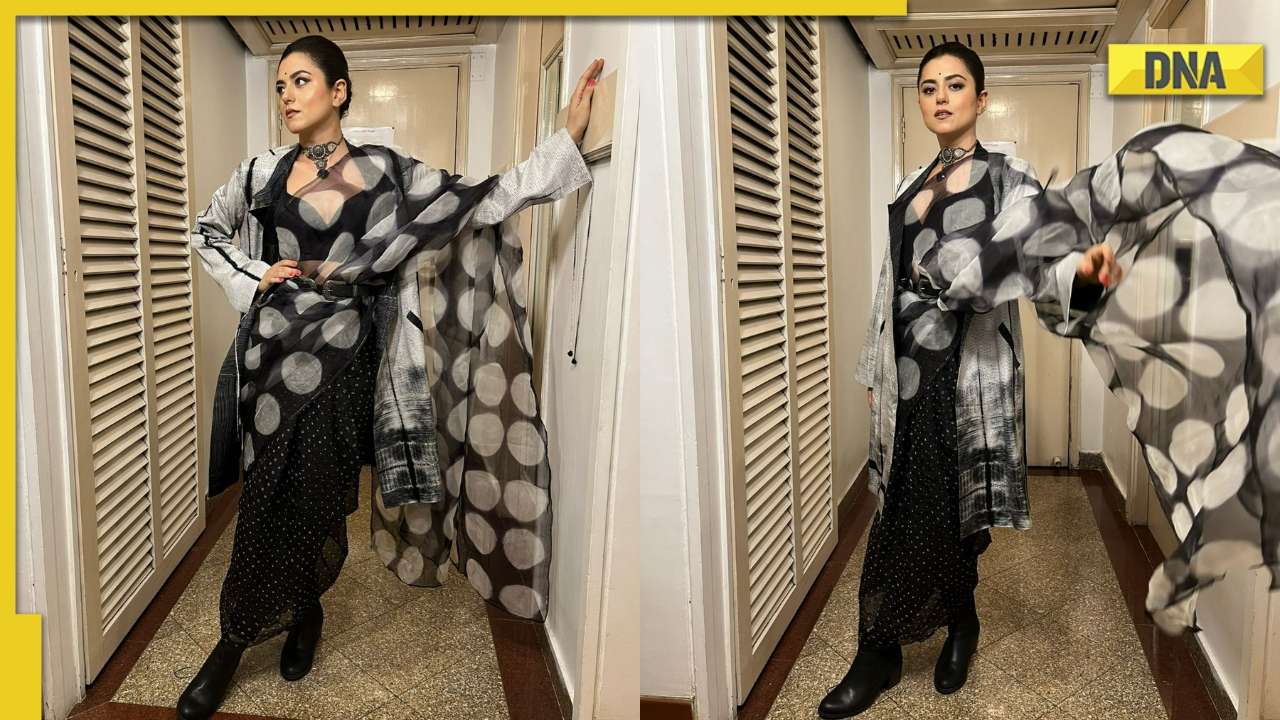 Lakadbaggha star Riddhi Dogra looks gorgeous in black-white polka dot saree