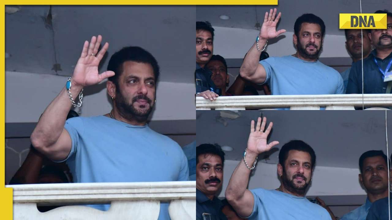 Salman Khan greets fans gathered outside Galaxy Apartments on his ...