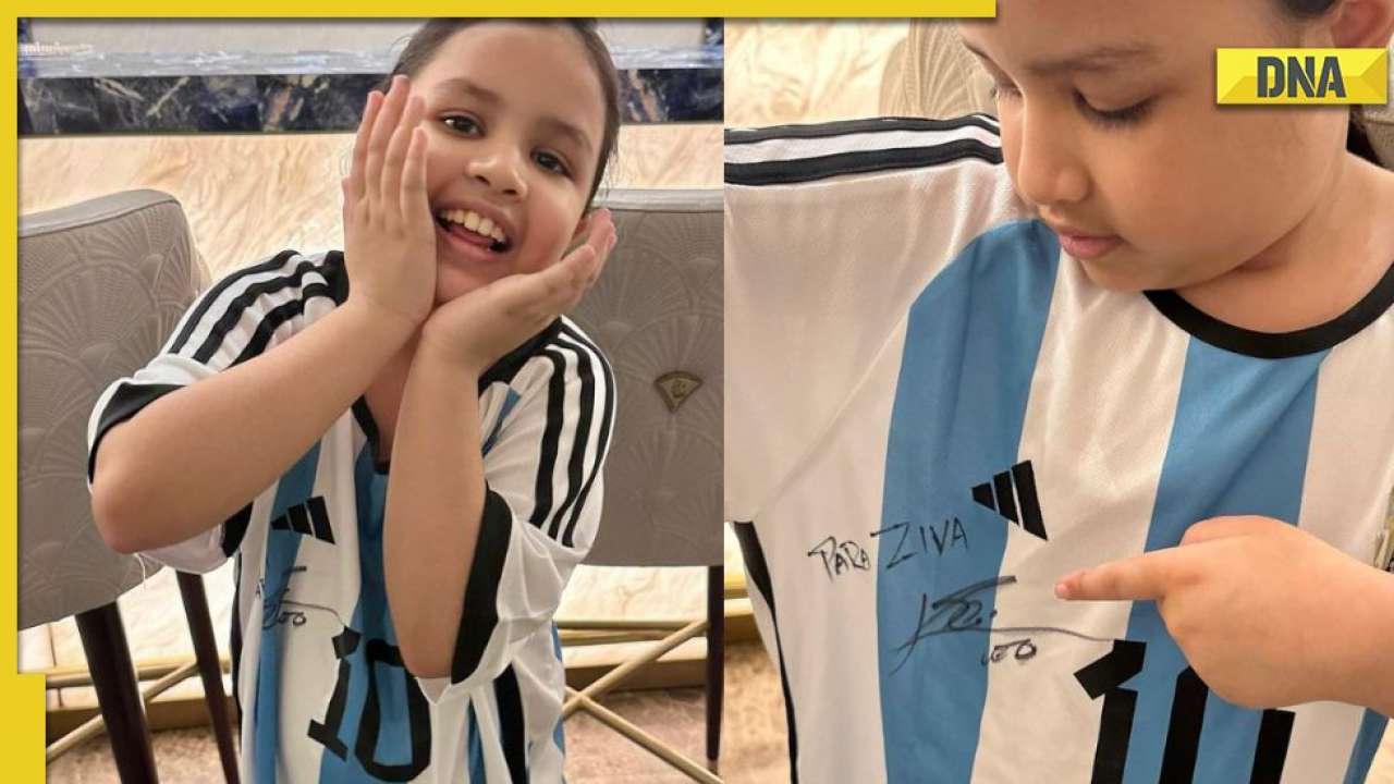 MS Dhoni's daughter Ziva fangirling as Lionel Messi gifts signed ...