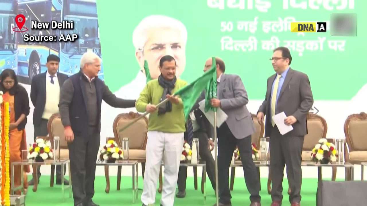 Delhi CM Arvind Kejriwal flags off 50 new electric buses under DTC 