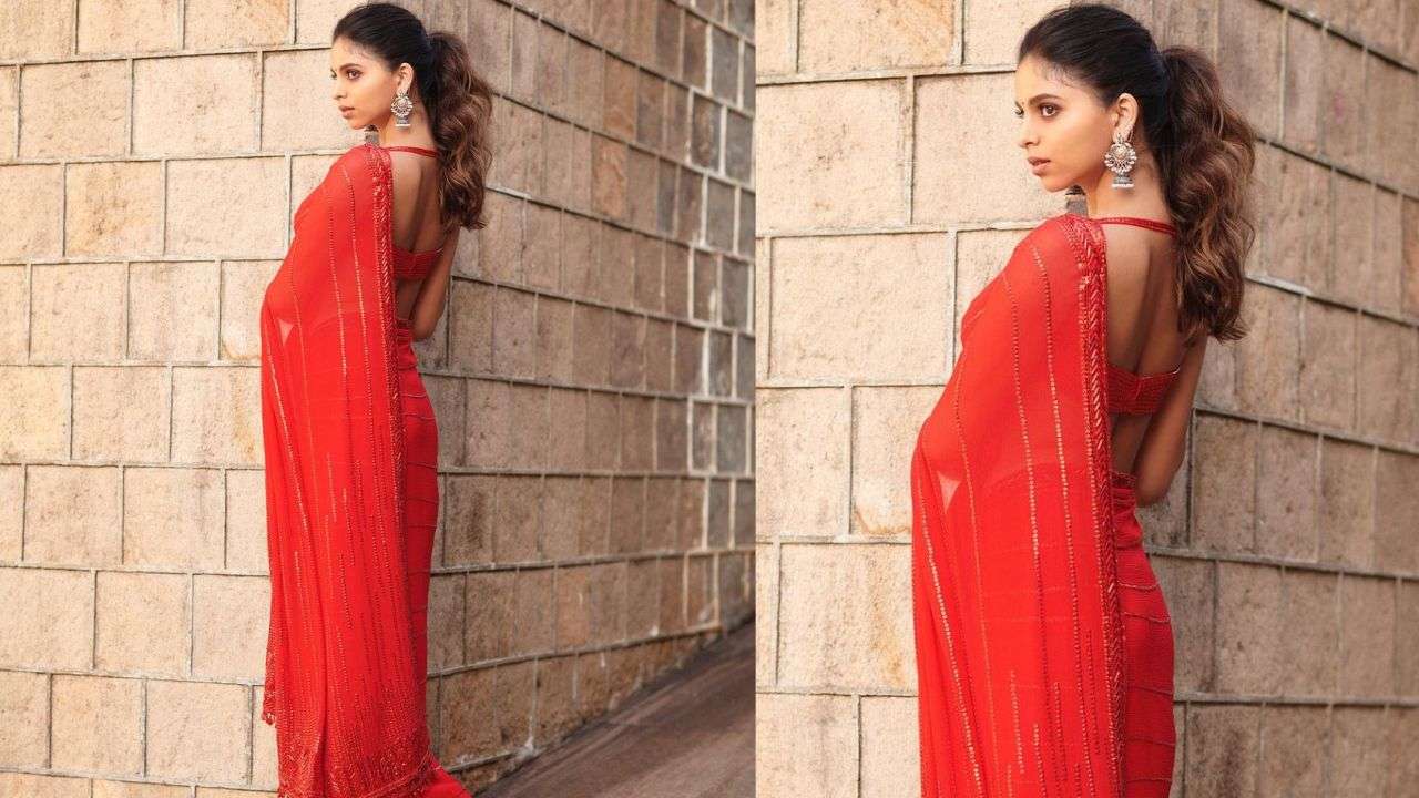 Suhana khan in red saree