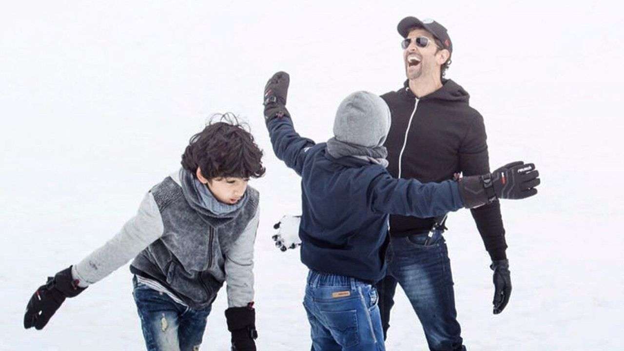 Hrithik Roshan enjoying snow fight