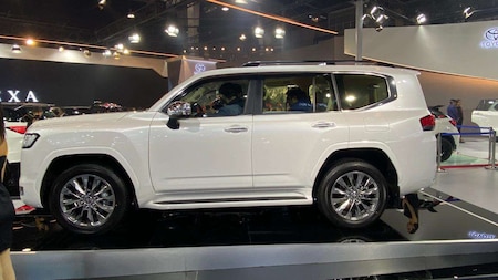 The large wheels and tall frame offers a dominating stance to the Toyota Land Cruiser 300