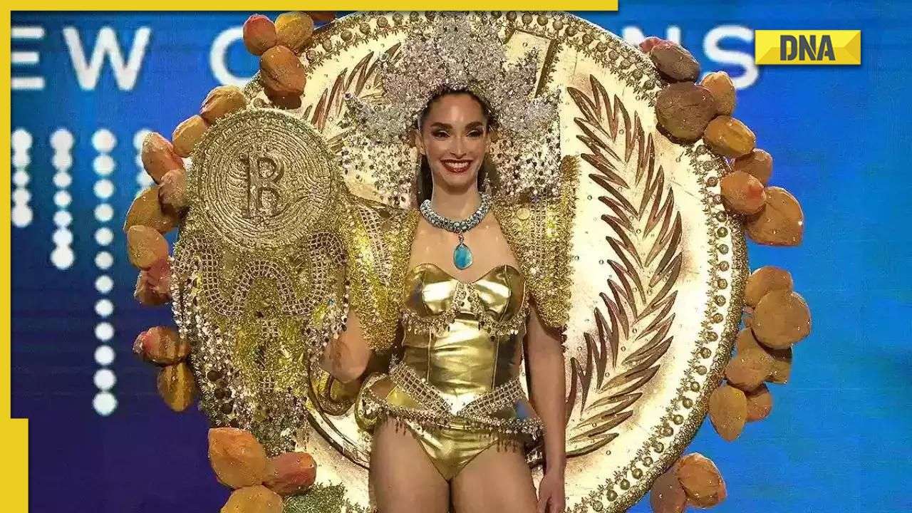Miss Universe 2023: Miss El Salvador walks in golden bitcoin themed outfit  at beauty pageant