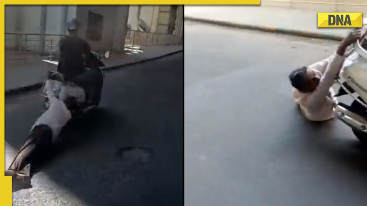Bengaluru: Elderly man dragged behind scooter after car accident, horrific incident caught on camera