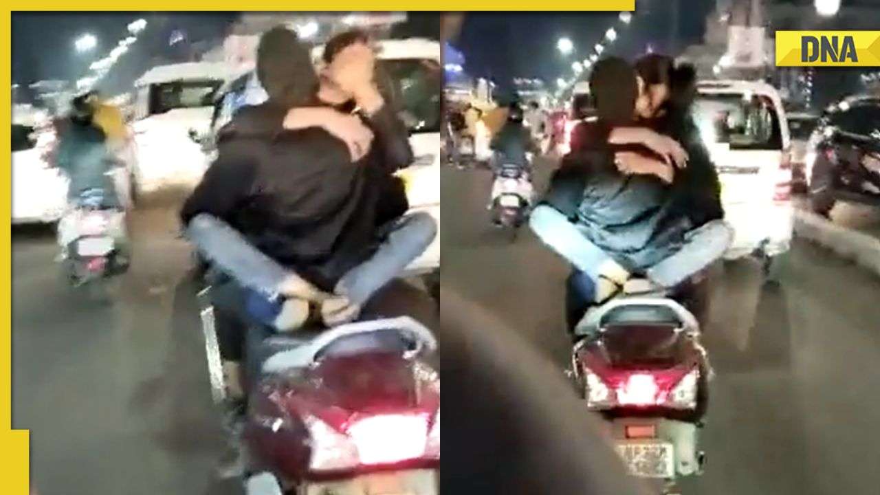 Lucknow: Viral video shows couple hugging on moving scooter in Hazratganj's street; police investigation on