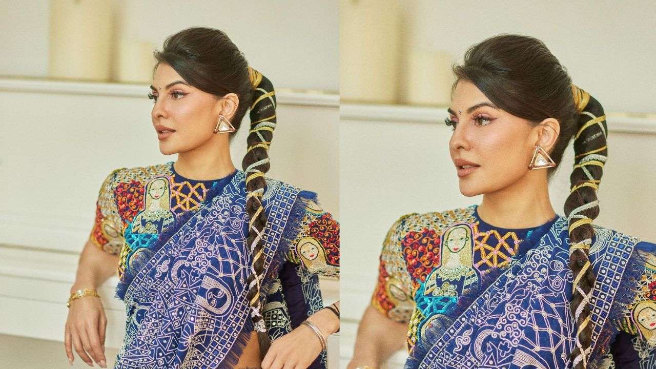 Desi Jacqueline Fernandez Xxx Video - Jacqueline Fernandez shows how to dazzle in printed saree and embroidered  blouse; see PICS