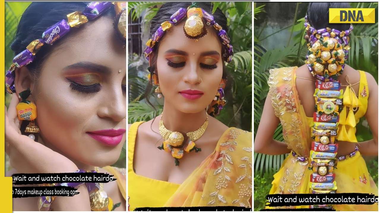 Viral video: Desi bride's 'chocolate' hairstyle stuns internet, netizens  say 'heights of kuch bhi'