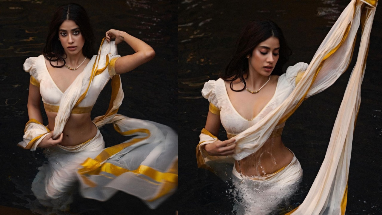 Janhvi Kapoor Flaunts Her figure in white saree