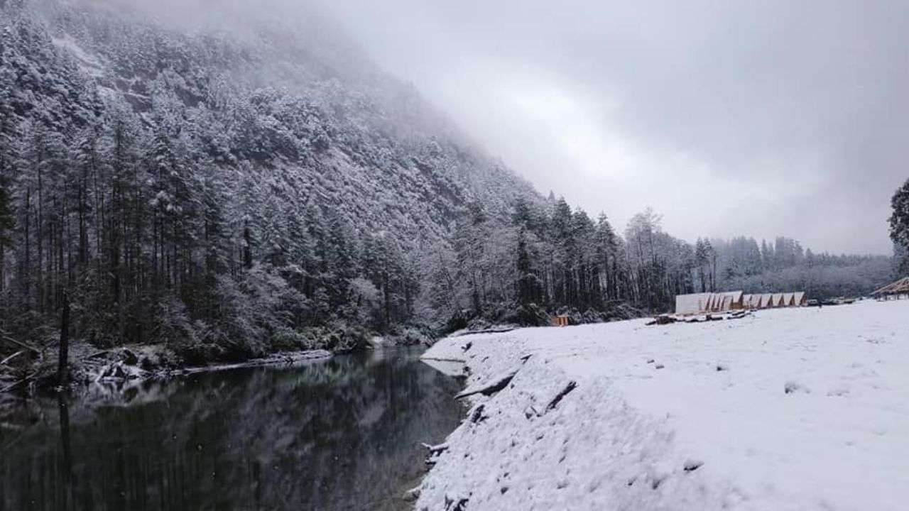 Valley covered with snow