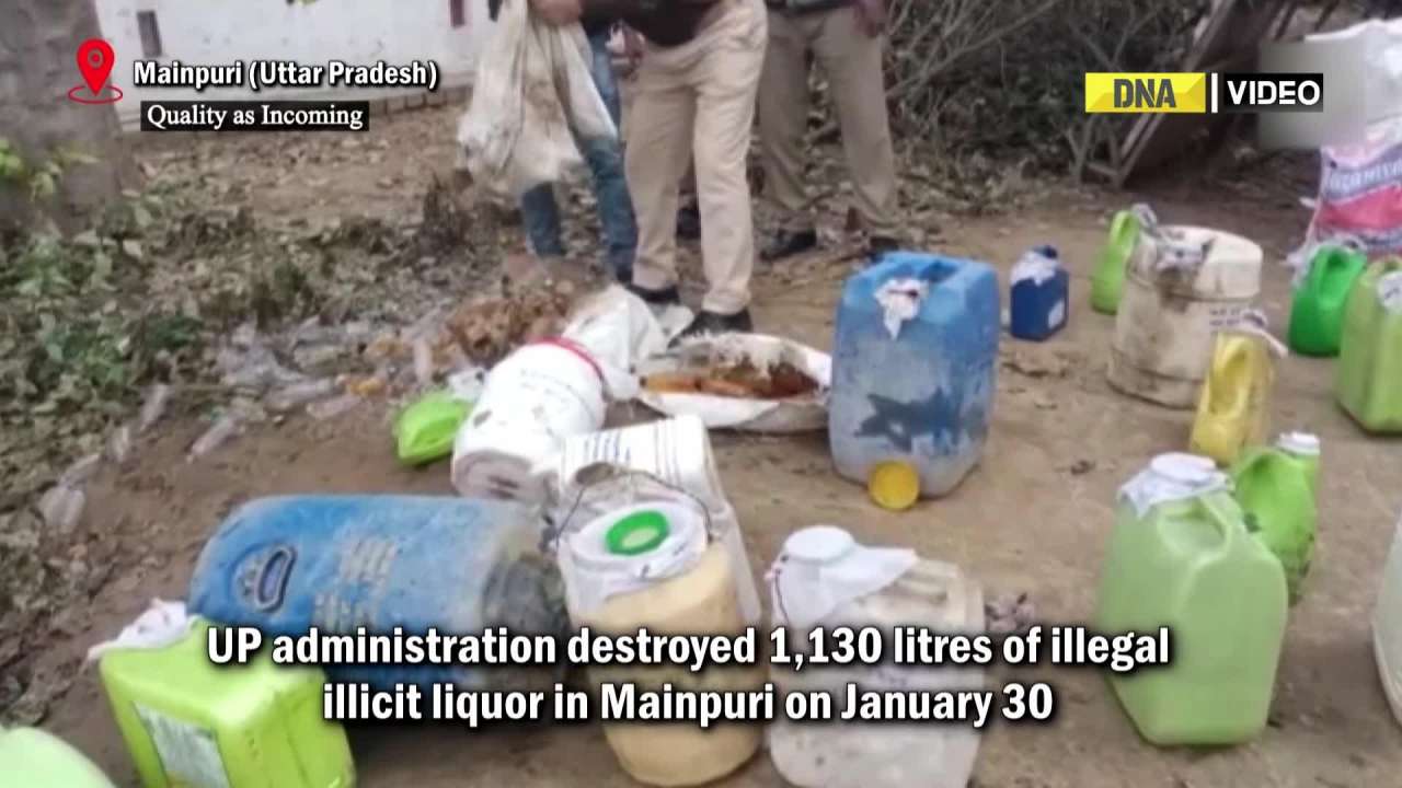 UP administration destroys 1,130 litres of illegal illicit liquor in Mainpuri   