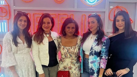 Mindy Kaling with the Fabulous Bollywood Wives