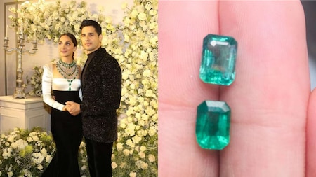 What is the price of one green emerald stone Kiara wore?