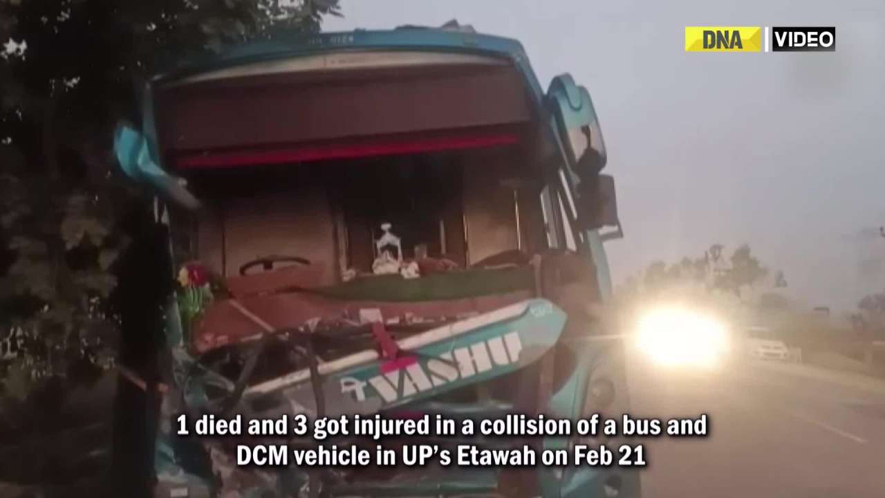 UP: 1 dead, 3 injured in collision of bus and DCM vehicle in Etawah 