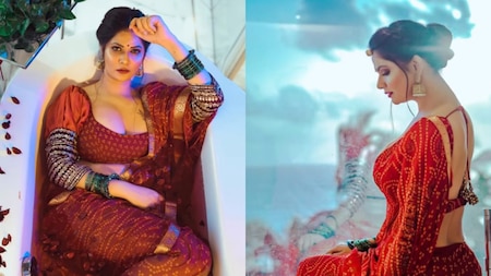 XXX actress Aabha Paul in red saree