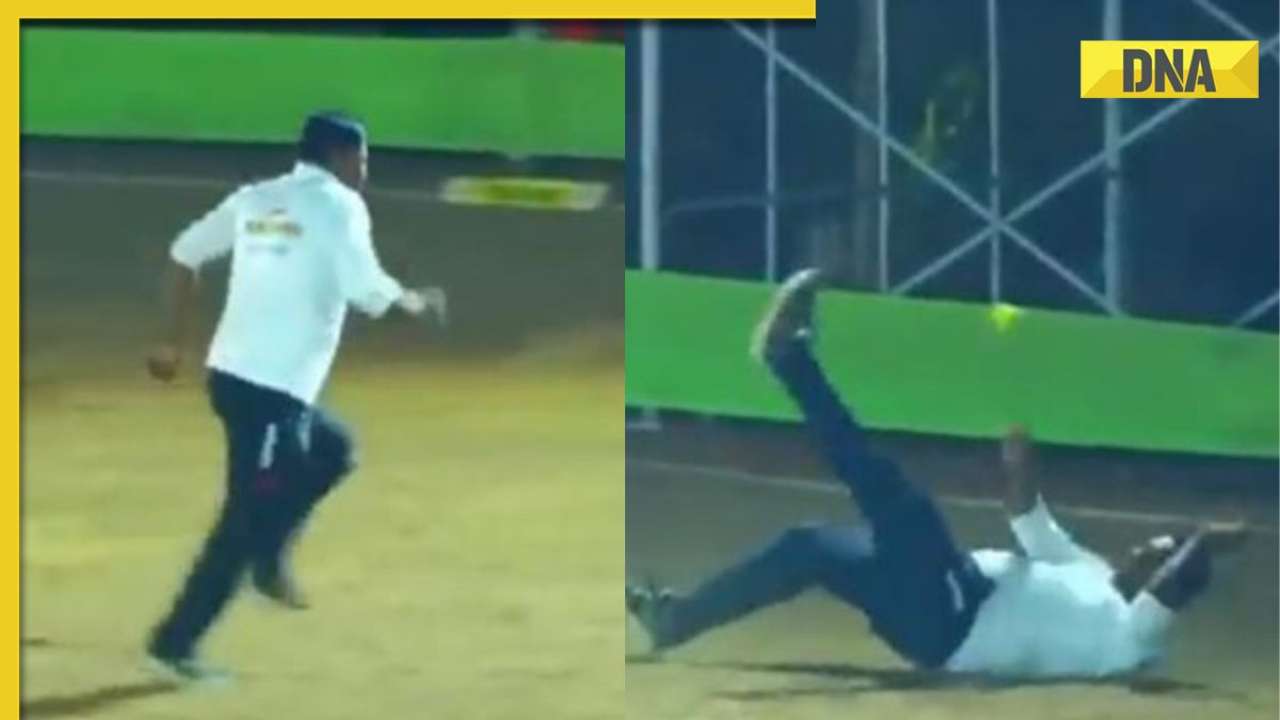 Hilarious video of fielder trying to stop ball from touching the