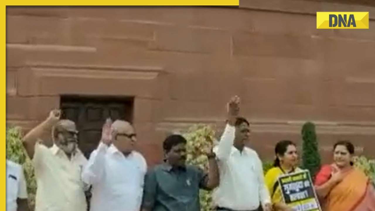 Watch: Congress holds massive protest outside Parliament over Adani row, demand Joint Parliamentary Committee probe