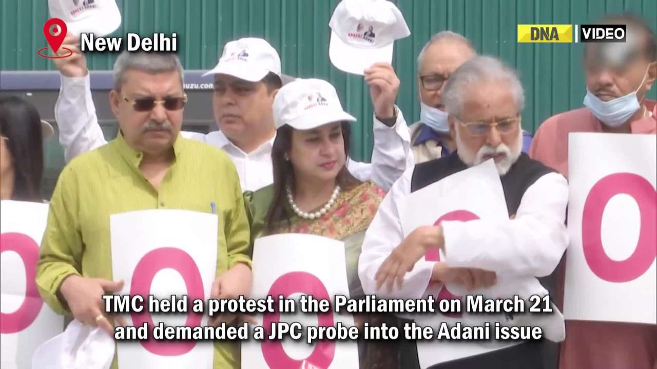Adani row: TMC holds protest in Parliament demanding JPC probe