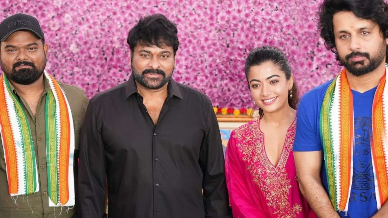 Chiranjeevi Claps Muhurat Shot For Rashmika Mandanna, Nithiin, Venky 