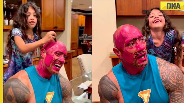 Watch: Dwayne Johnson gets pink face paint in daughters' makeover video