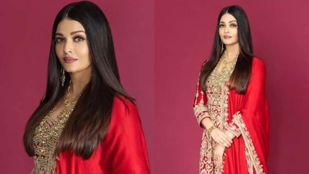 Aishwarya Rai in red suit